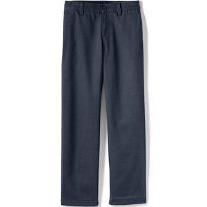 Lands' End Boys Iron Knee Plain Front Chino Pants, Classic Navy, NWT